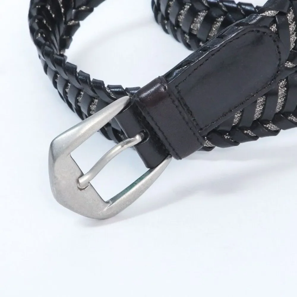 Vintage Y2K Stefano Piazza Italy Western Leather Black Braided Belt Mens Size 38